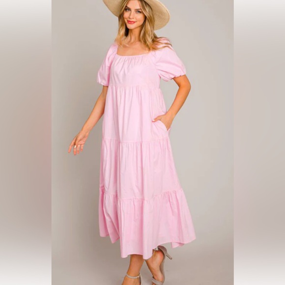 Allie Rose Dresses Allie Rose Maxi Dress Sz Small Puff Sleeve Tired 